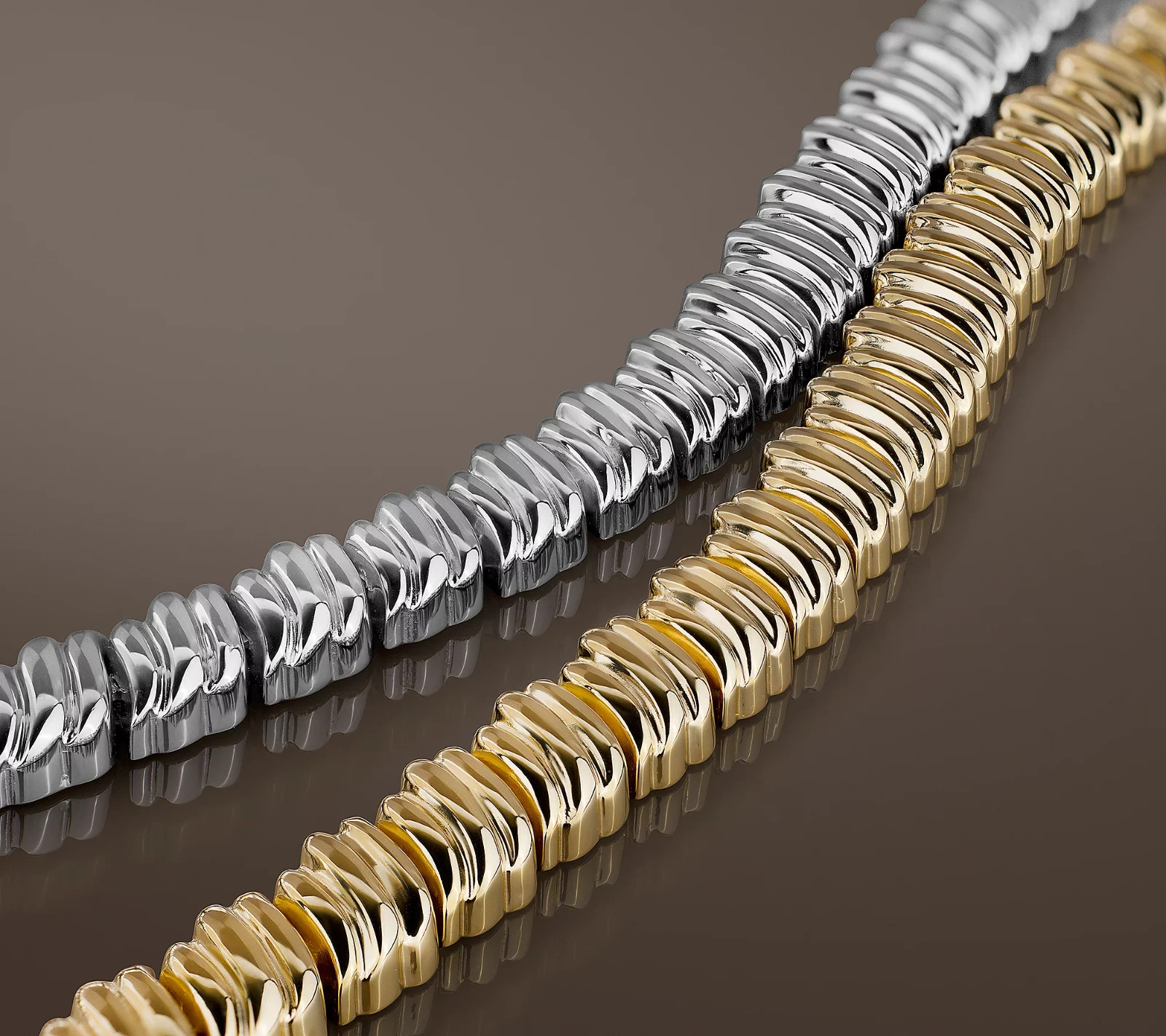 Christian James by Scott Grimes Silver 14K Gold Clad Ripple Link Bracelet $324