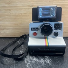 Vintage Polaroid One Step Film Land Camera Rainbow Stripe, With ITT Majic Flash