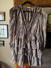 Ulla Johnson Sage/Peach Boho Tyra Ruffle Dress, Women’s Size 10