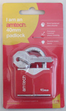 Amtech 40mm Padlock + 3 Keys - Toolbox, Shed, Locker Plastic Housing