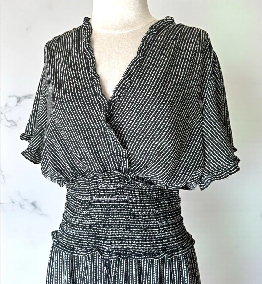 Macacão Max Studio perna larga XL Smocked Cottagecore Boho Coquette - Imagem 2 de 4