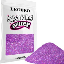 LEOBRO Purple Glitter, 100g / 3.5 oz Holographic Fine Glitter for Crafts, Re...