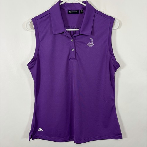 Adidas Pinehurst Sleeveless Golf Polo Shirt Top Womens Medium Purple Performance - Picture 1 of 12