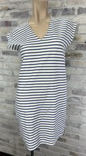 Madewell Shift Dress Sz XS Blue White Striped Cotton Blend Pockets