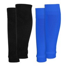 Grevosea 2 Pairs Shin Guard Sleeves, Pre 38x10.5cm/14.96x4.13", Black, Blue