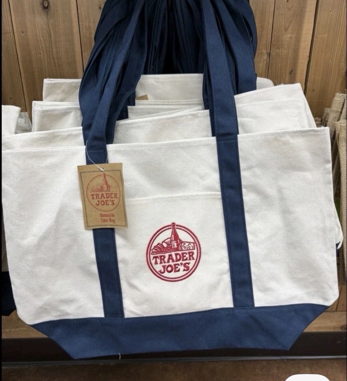 Trader Joes canvas LARGE Reusable Tote bag         - New