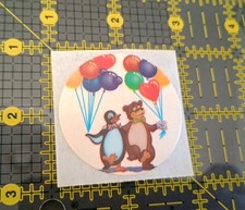 80s Vintage Lisa Frank Bear Penguin Pal with Balloons Sticker Mod