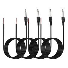 4 Pcs 3.28ft 6.35mm 22AWG 2 Pole Male Plug to Bare Wire Jack Cable,Black