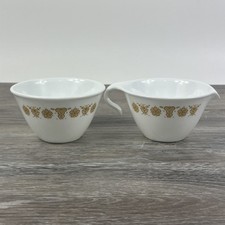 Vintage Corelle Butterfly Gold Open Creamer & Sugar Bowl USA Hook Handle No Lid