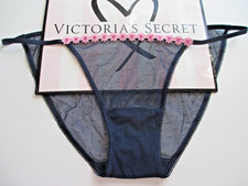VICTORIA'S SECRET PINK Wink String Bikini Panty S M L XL Navy Blue Mesh Daisy VS