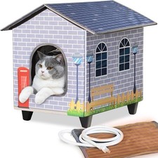 Elevated Heated Cat Houses for Indoor/Outdoor Feral Cats with Heated Cat Bed