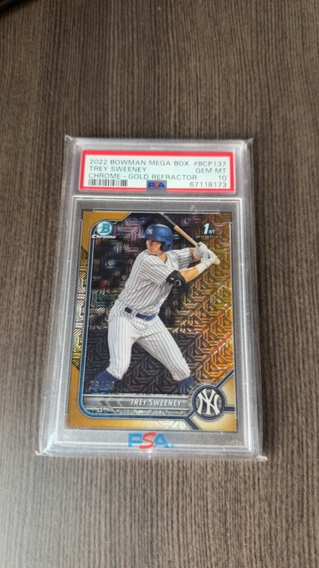 2022 Bowman Chrome Mega Trey Sweeney 1st Gold Refractor PSA 10 #BCP137