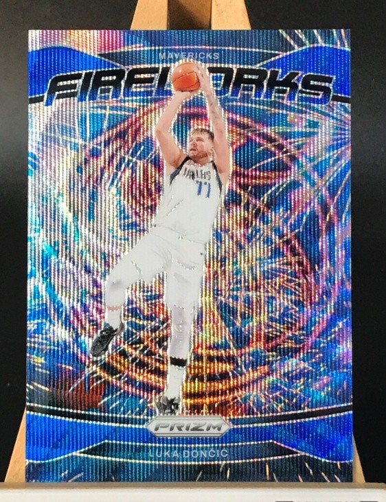 Luka Doncic 2024-25 Panini Prizm Fireworks Blue Wave Prizm 154/175 #1