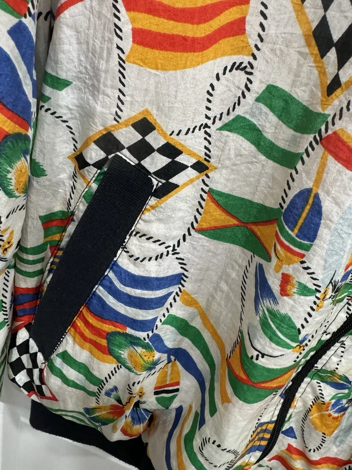 Chaqueta deportiva vintage Adolfo para mujer banderas náuticas medianas Foto 3 de 4