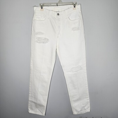 Joe's Womens The Scout White Slim Destroyed Denim Boyfriend Jeans READ