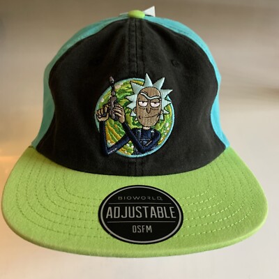 Rick And Morty Bioworld Hat Adjustable Cloth Strap.  Embroidered Adult Swim