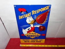 8x12 in NU-BLUE SUNOCO GASOLINE DONALD DUCK ADV. SIGN HEAVY DIE CUT METAL #S 59