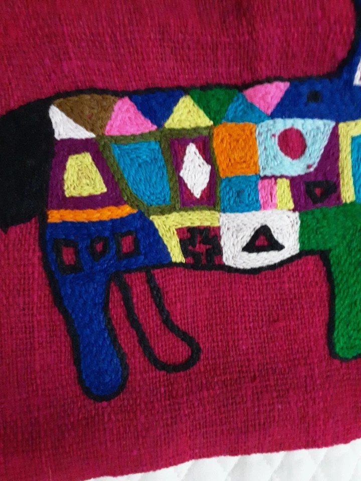 Embroidered Llama Throw Pillow Cover Fuchsia Pink 16 X 15  - Image 3 of 4