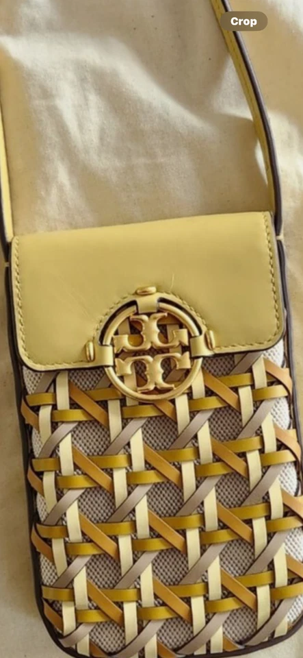 Bolso Bandolera Tory Burch MILLER BASKET-WEAVE TELÉFONO Pan de Maíz Foto 2 de 4
