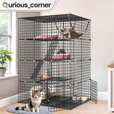 41x28x55 Inch Cat Cage Rabbit Hutch Ferret Cage Modular Assembly Free Hammock