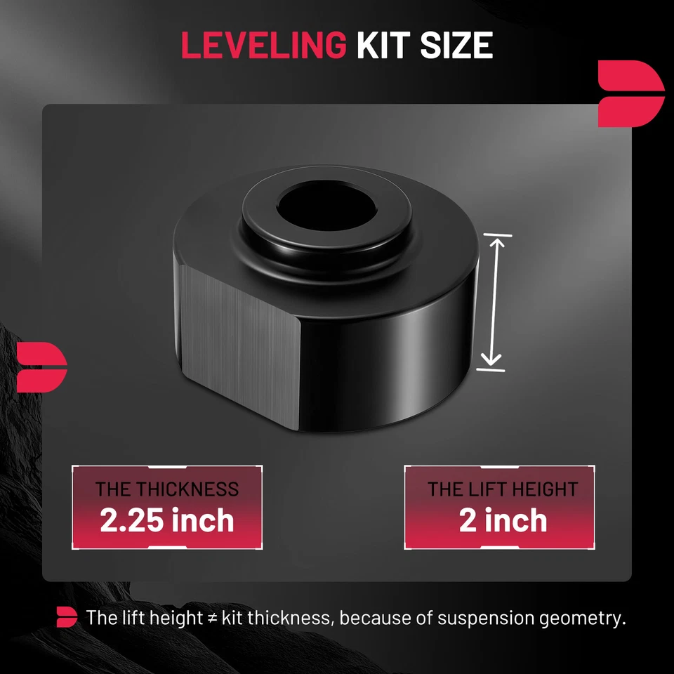 Kit elevador nivelador delantero negro de 2 pulgadas altura de bloque para Ford F-350 Super 1999-2003 Foto 2 de 4