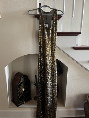 bcbg generation maxi dress xs gown long gold sequin . its Gorgeous!!! | eBay
