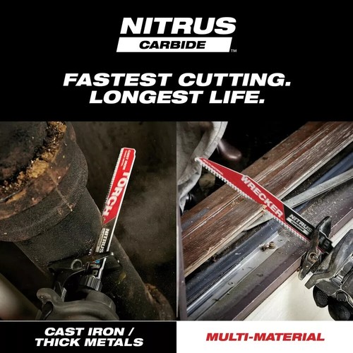 Milwaukee 48-00-5362 9" 7TPI The Torch Nitrus Carbide SAWZALL Blade, 3 PACK !! - Picture 5 of 7