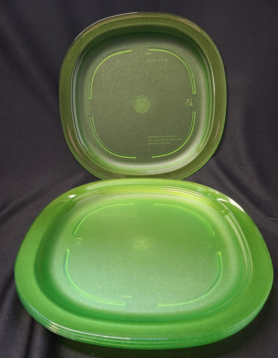 Set Of 4 Tupperware Luncheon Plates Green Translucent New eBay