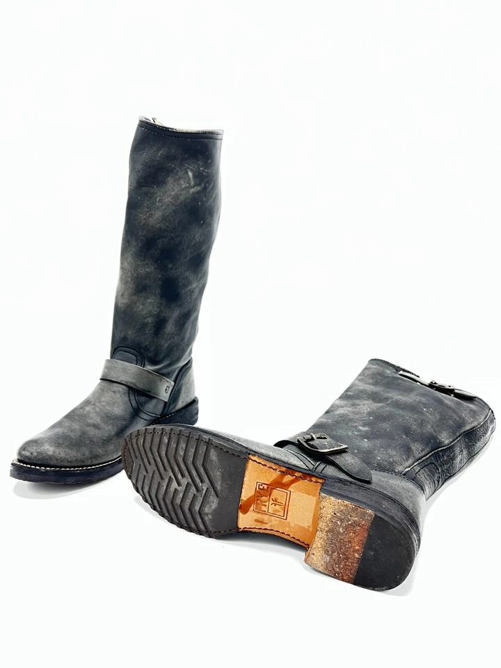 Frye Veronica Slouch arnes Botas De Cuero Gris Para mujer T.38 US.7 UK.5 - Imagen 2 de 4