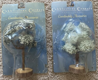 Cobblestone Corners Lot of 2 Coordinating Accessories Trees