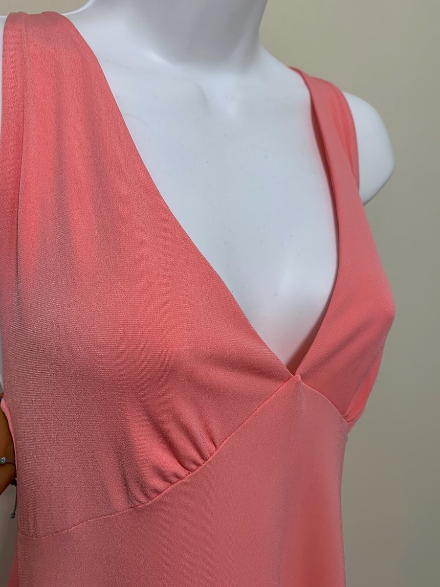 NEW ZARA WOMAN PINK FLOWY LONG DRESS SLEEVELESS V-NECK Size S # 6876 | eBay