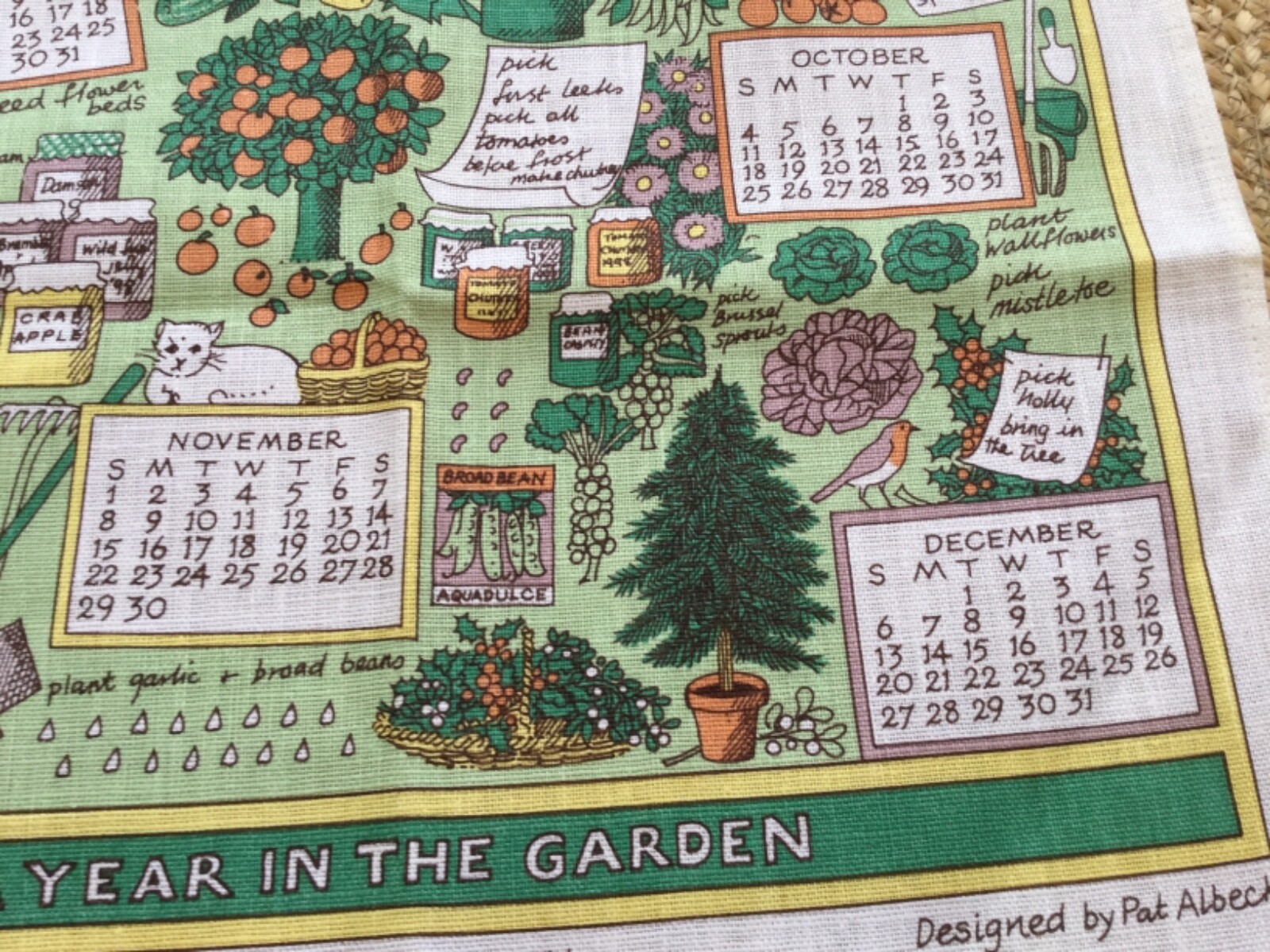 Vintage Pat Albeck National Trust A Year in the Garden Tea towel eBay