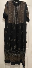 Vintage Aztec Ethnic Kaftan 1970s Maxi Dress Half Button
