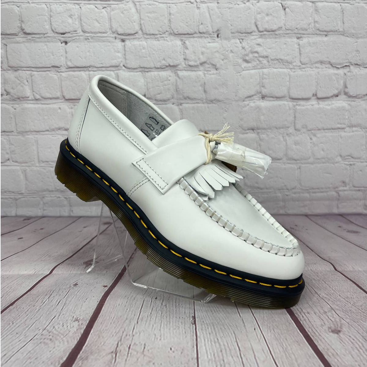 Dr.Martens Adrian Yellow Stitch Leather Tassel Loafers Mens