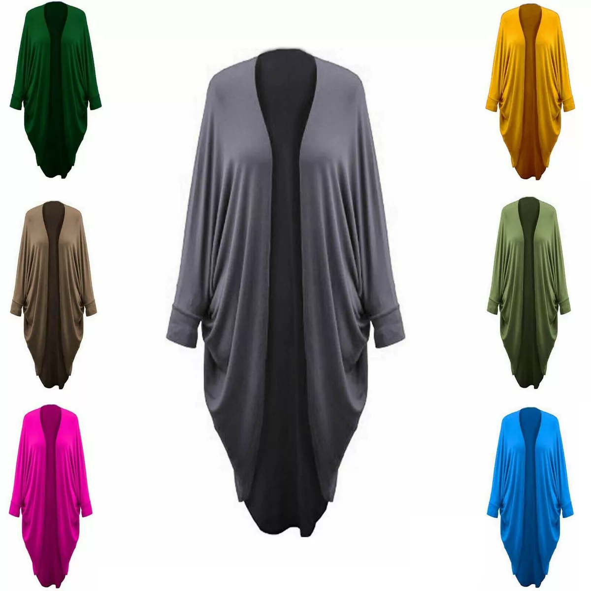 WOMEN S BATWING WATERFALL COCOON OPEN LONG KIMONO CARDIGAN MAXI SHAWL 8 26