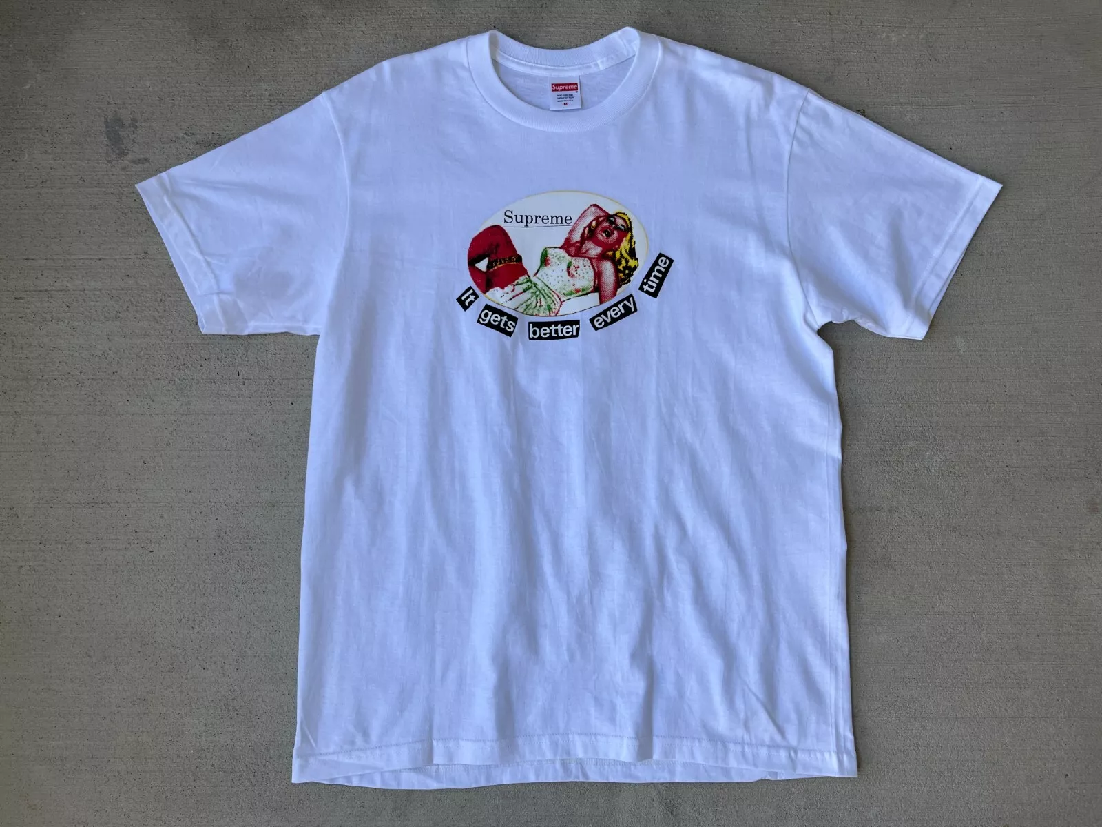 Tee shirt blanc Supreme It Gets Better Every Time taille Medium SS19