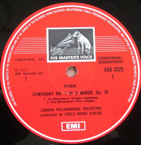 ASD 3325 ED1 Dvorak Symphony no. 7 Carlo Maria Giulini EX Quad EMI 1st - Picture 2 of 5