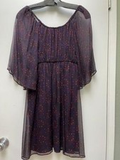 ALICE + OLIVIA plum XS bell sleeve cocktail party glitter dot dress NWT $297