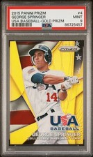 2015 Panini Prizm George Springer USA Baseball Gold Prizm #03/10 PSA 9 MINT