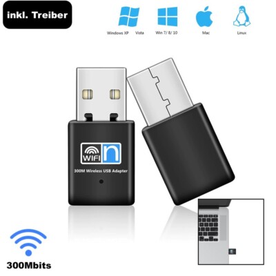 Mini WiFi Wireless Adapter WLAN 300 Mbit 802.11b/g/n USB Stick Dongle NEU - DE