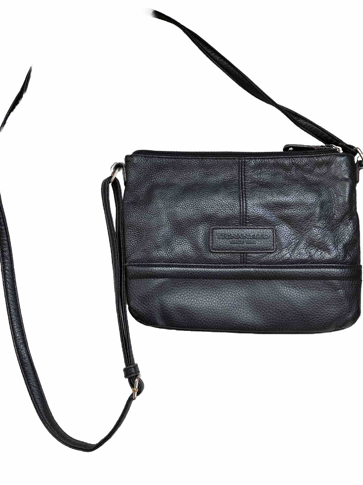 Tignanello Crossbody Black Pebble Leather Purse Gem