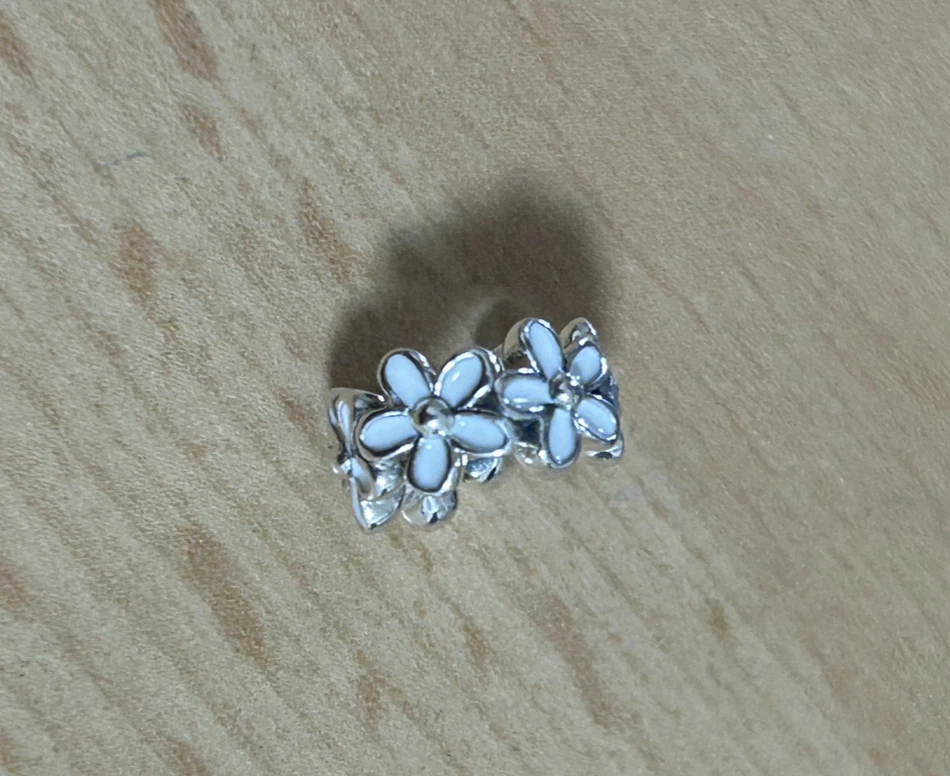 PANDORA Charms Armband 925 Sterling Silber Weiß füllige kleinen Blumen (P18)