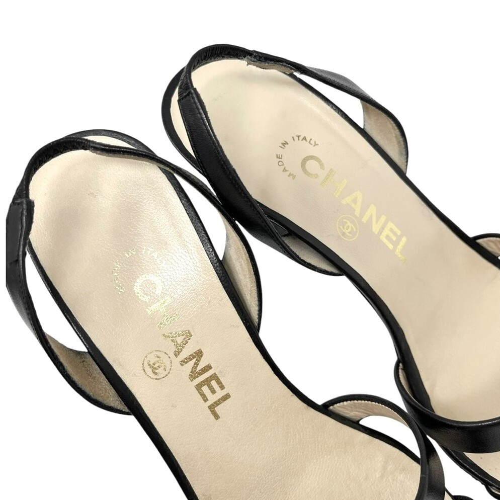 シャネル  36.5 CHANEL Vintage 98P CC Logo Heels Mules Sandals #36.5-37
