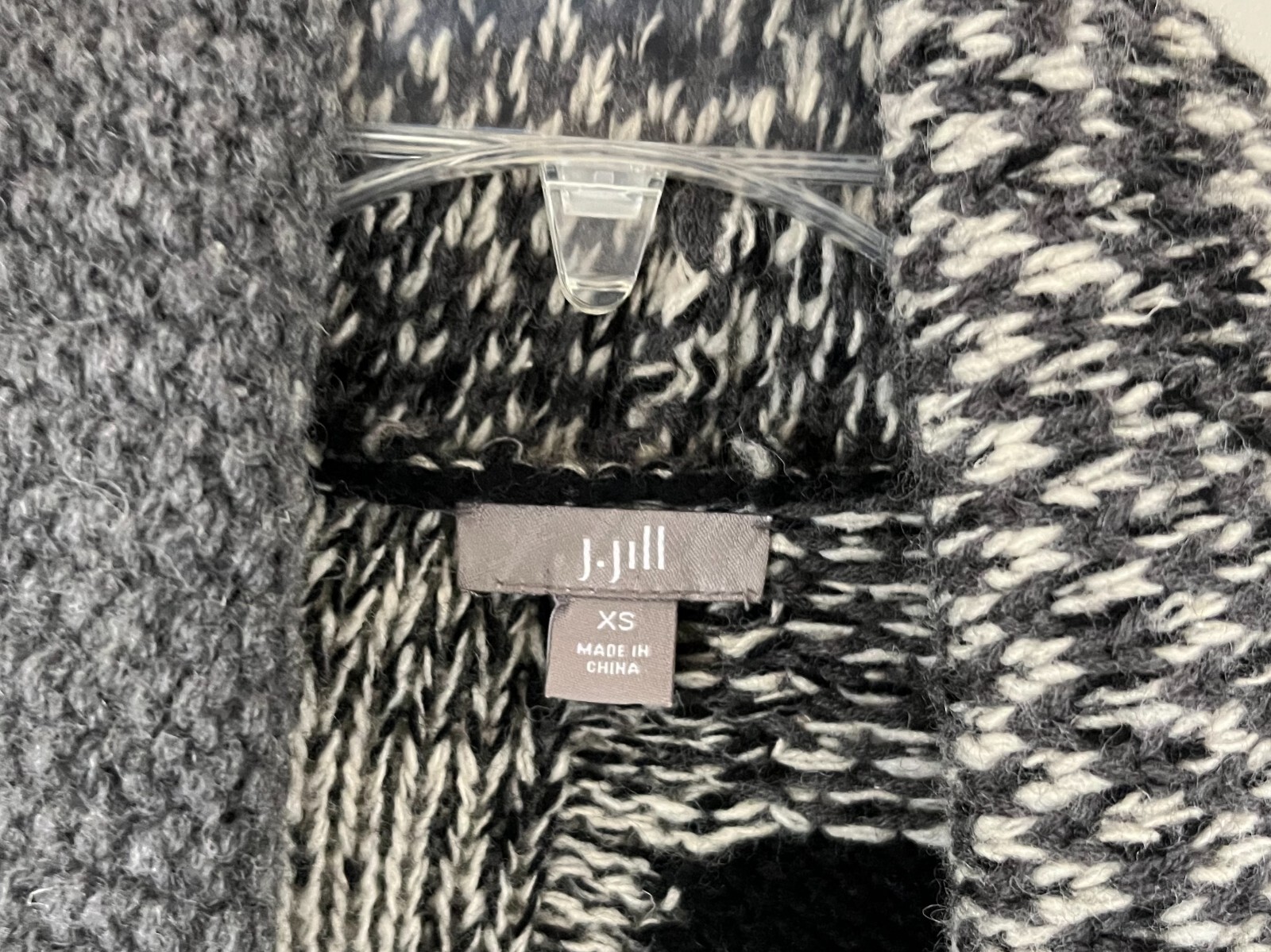 J.JILL - Black Gray White Patchwork Wool Blend Op… - image 4