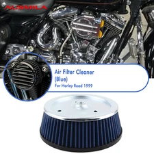 Blue Motorcycle Air Filter Cleaner Intake Element For Harley Road 1999 Road King