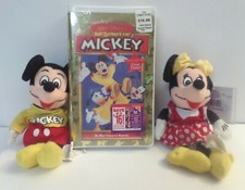 Disney Beanie Babies Plush Spirit Mickey Minnie NWT BONUS VHS LOT-3