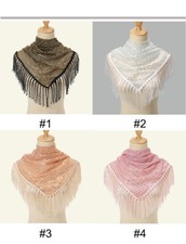 New Fashion Sequin Tassel Triangle Shawls Women Solid Scarf Muslim Wrap Turban