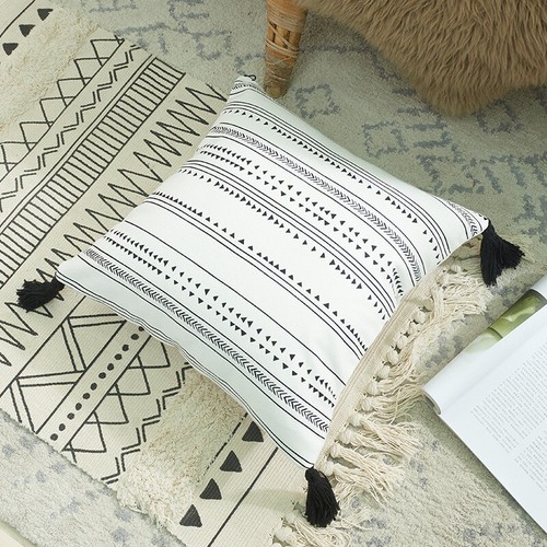Cotton Linen With Tassels Sofa Cushion Cover Waist Pillowcase Home Decor 18" UK - Picture 17 of 19
