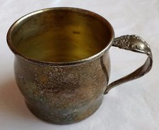 Vintage Oneida USA Silver Plate Baby Child's Cup Floral Silverware Spoon Handle