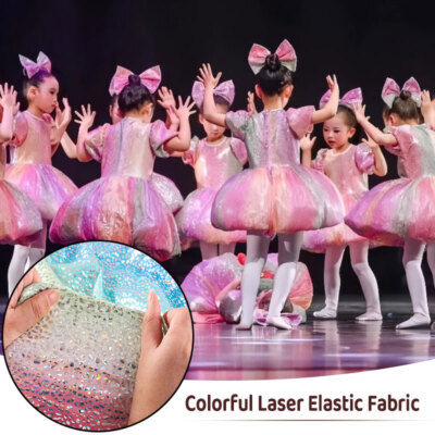 1*1.5M Gradient Laser Fabric Children's Stage Costumes Clothing  Material DIY